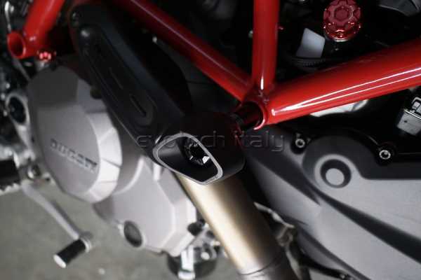 Paratelaio Anticaduta Per Ducati Hypermotard 821, 939, 950 - Protezione In Lega Di Alluminio Per Telaio E Carenatura, Colore Nero